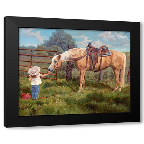 An Apple A Day Black Modern Wood Framed Art Print with Double Matting by Dudley, June