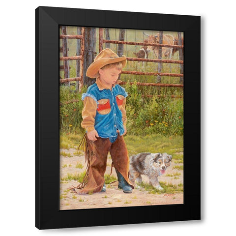 Boss Man Black Modern Wood Framed Art Print with Double Matting by Dudley, June