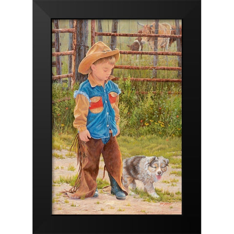 Boss Man Black Modern Wood Framed Art Print by Dudley, June