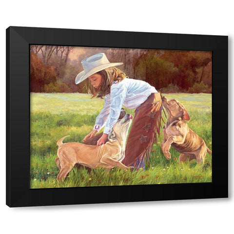 Puppy Love Black Modern Wood Framed Art Print with Double Matting by Dudley, June