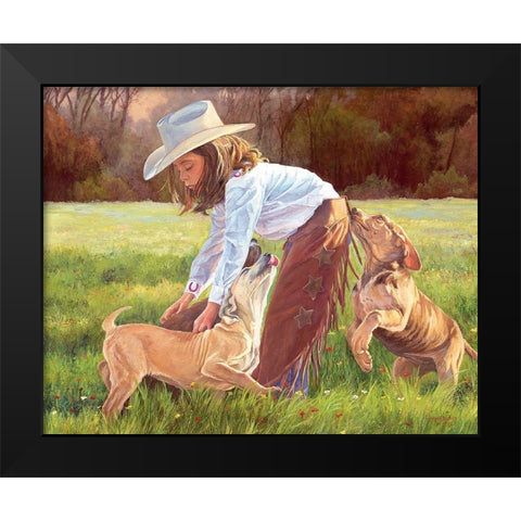Puppy Love Black Modern Wood Framed Art Print by Dudley, June
