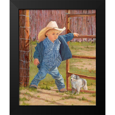 Baby Blues Black Modern Wood Framed Art Print by Dudley, June
