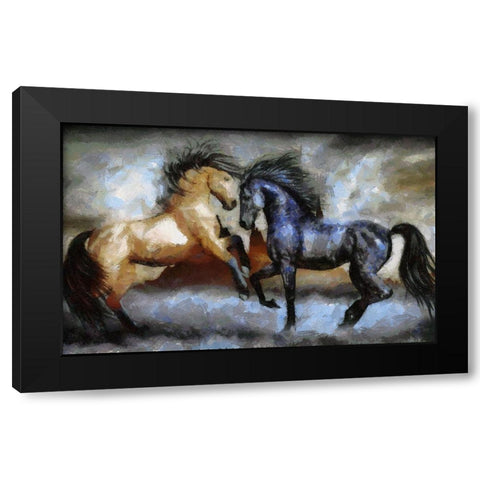 Horse Play I Black Modern Wood Framed Art Print by Bolokofsky, Ronald