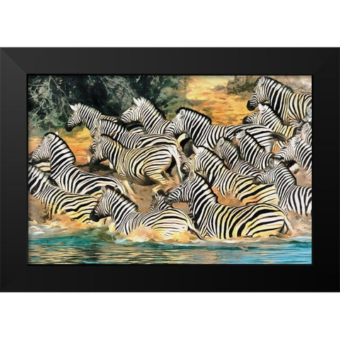 At the Drinking Hole Black Modern Wood Framed Art Print by Bolokofsky, Ronald