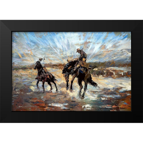 Buckin Bronco Black Modern Wood Framed Art Print by Bolokofsky, Ronald