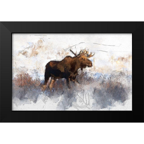 Bull Moose Black Modern Wood Framed Art Print by Bolokofsky, Ronald