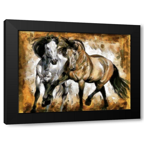 Horse Play II Black Modern Wood Framed Art Print with Double Matting by Bolokofsky, Ronald