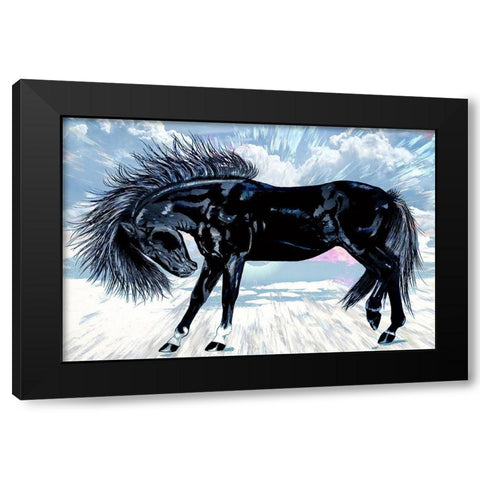 Friesian Horse Black Modern Wood Framed Art Print by Bolokofsky, Ronald