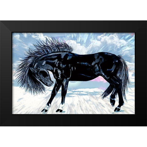 Friesian Horse Black Modern Wood Framed Art Print by Bolokofsky, Ronald