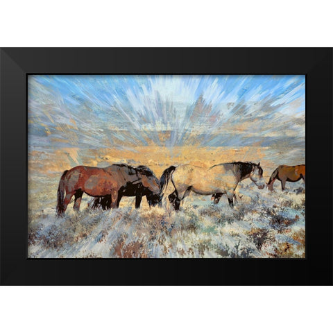 Grazing On the Grass Black Modern Wood Framed Art Print by Bolokofsky, Ronald