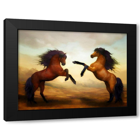 Horsing Around III Black Modern Wood Framed Art Print by Bolokofsky, Ronald