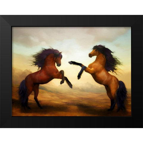 Horsing Around III Black Modern Wood Framed Art Print by Bolokofsky, Ronald