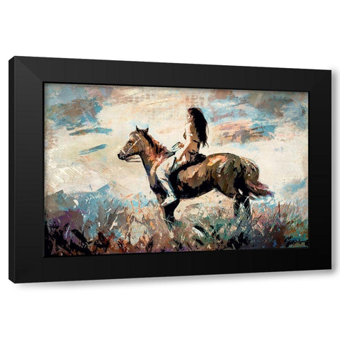 Morning Rider Black Modern Wood Framed Art Print by Bolokofsky, Ronald