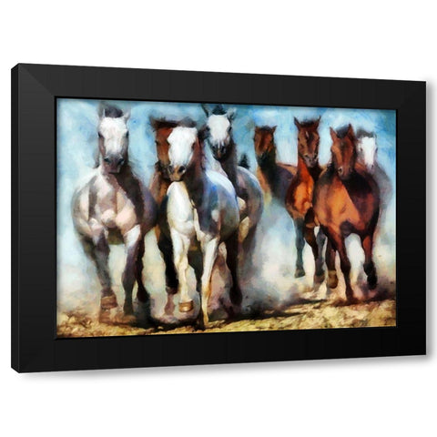 Running Herd III Black Modern Wood Framed Art Print by Bolokofsky, Ronald