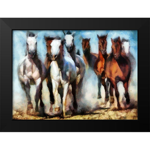 Running Herd III Black Modern Wood Framed Art Print by Bolokofsky, Ronald