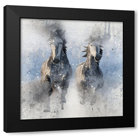 Two Horses More Black Modern Wood Framed Art Print by Bolokofsky, Ronald