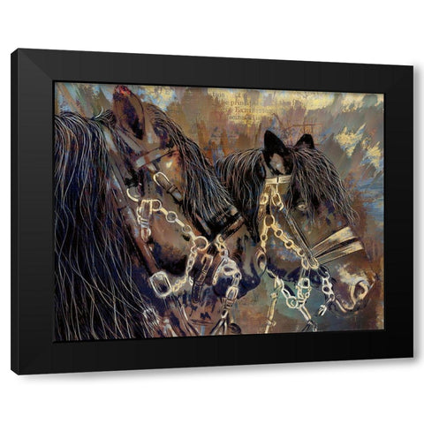 Two Horses Black Modern Wood Framed Art Print with Double Matting by Bolokofsky, Ronald
