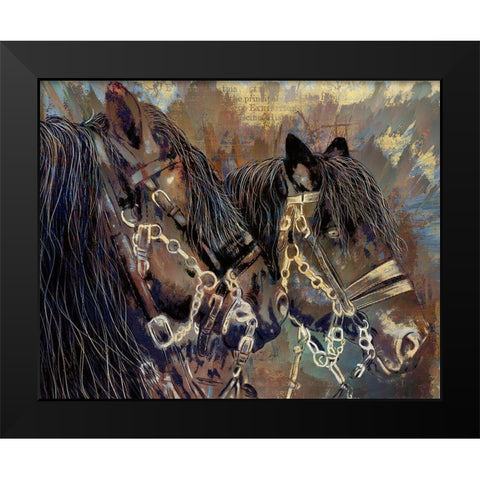 Two Horses Black Modern Wood Framed Art Print by Bolokofsky, Ronald