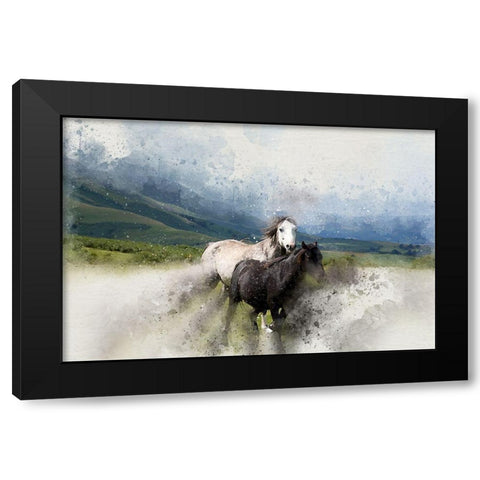 Wild Horses I Black Modern Wood Framed Art Print by Bolokofsky, Ronald