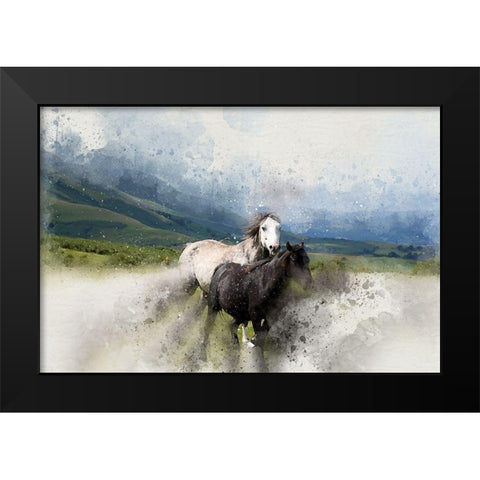 Wild Horses I Black Modern Wood Framed Art Print by Bolokofsky, Ronald
