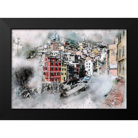 Riomaggiore Black Modern Wood Framed Art Print by Bolokofsky, Ronald