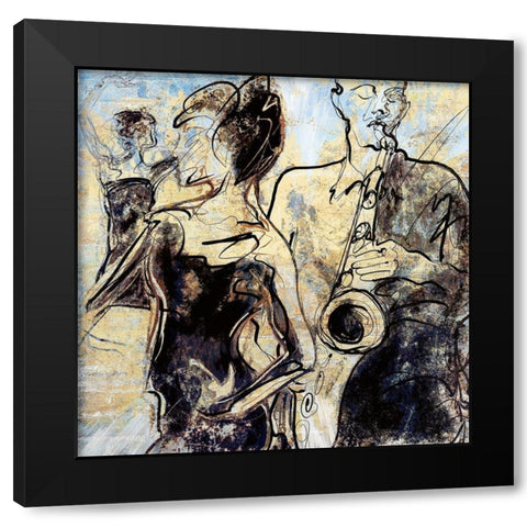 Party Vibes Black Modern Wood Framed Art Print by Bolokofsky, Ronald