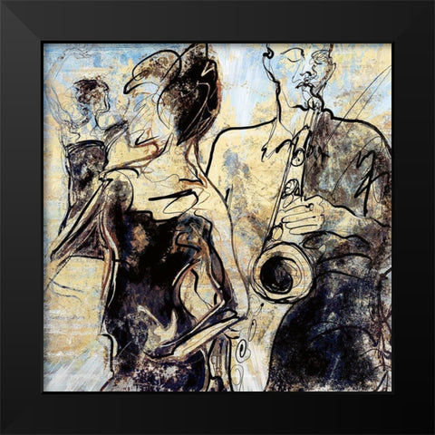 Party Vibes Black Modern Wood Framed Art Print by Bolokofsky, Ronald