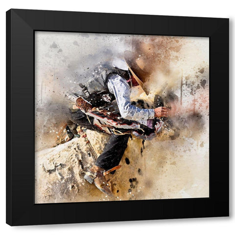 Bull Ride Black Modern Wood Framed Art Print with Double Matting by Bolokofsky, Ronald