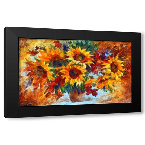 Sunny Sunflowers Black Modern Wood Framed Art Print with Double Matting by Bolokofsky, Ronald