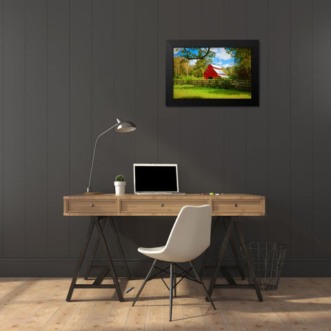 Red Barn Black Modern Wood Framed Art Print by Bolokofsky, Ronald