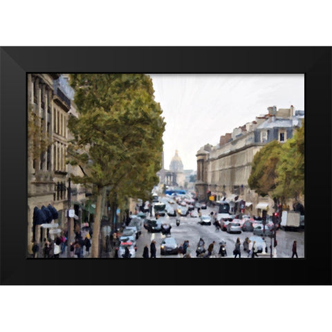 Busy Streets of Paris Black Modern Wood Framed Art Print by Bolokofsky, Ronald