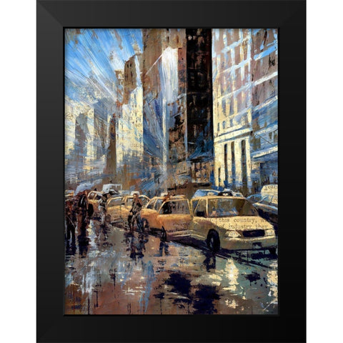 New York Taxis I Black Modern Wood Framed Art Print by Bolokofsky, Ronald