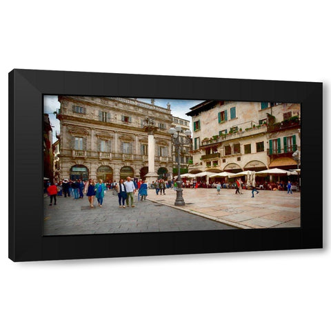 Piazza delle Erbe Verona II Black Modern Wood Framed Art Print with Double Matting by Bolokofsky, Ronald