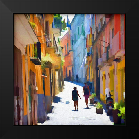 Steep Narrow Street Black Modern Wood Framed Art Print by Bolokofsky, Ronald