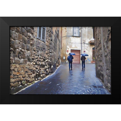 Rainy streets of Orvieto Black Modern Wood Framed Art Print by Bolokofsky, Ronald