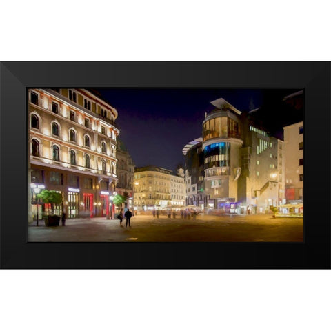Stephansplatz Vienna Black Modern Wood Framed Art Print by Bolokofsky, Ronald
