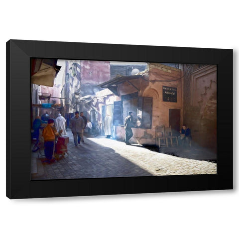 Streets of Marrakech Black Modern Wood Framed Art Print with Double Matting by Bolokofsky, Ronald