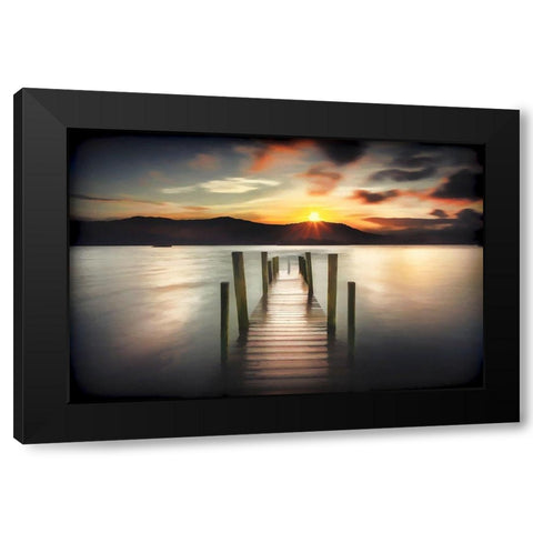 Jetty Sunset Black Modern Wood Framed Art Print with Double Matting by Bolokofsky, Ronald