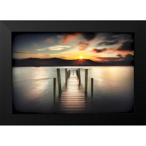 Jetty Sunset Black Modern Wood Framed Art Print by Bolokofsky, Ronald