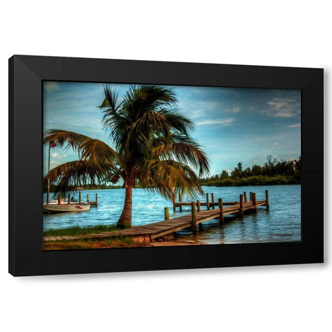 Private Jetty Black Modern Wood Framed Art Print by Bolokofsky, Ronald