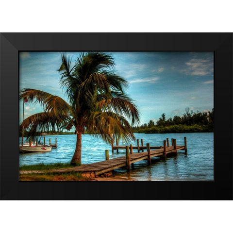 Private Jetty Black Modern Wood Framed Art Print by Bolokofsky, Ronald