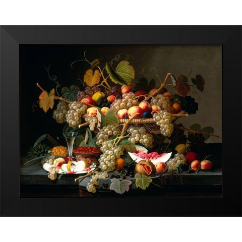 Still Life with Fruit Black Modern Wood Framed Art Print by Bolokofsky, Ronald