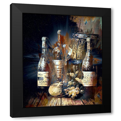 Vintage Wine I Black Modern Wood Framed Art Print by Bolokofsky, Ronald