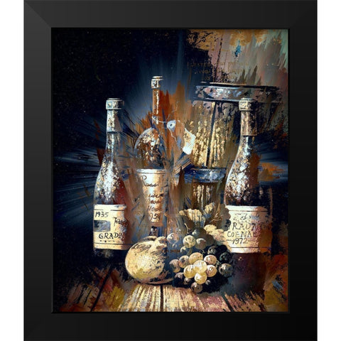Vintage Wine I Black Modern Wood Framed Art Print by Bolokofsky, Ronald