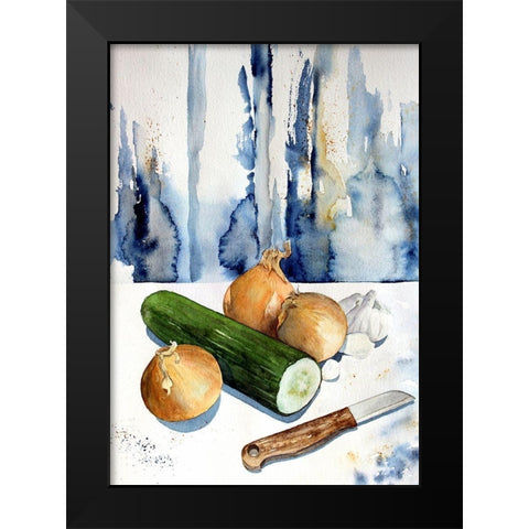 Cutting Up the Veggies Black Modern Wood Framed Art Print by Bolokofsky, Ronald