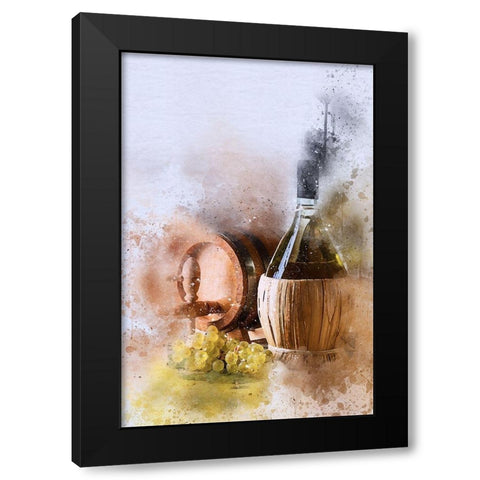 Wine and Grapes I Black Modern Wood Framed Art Print with Double Matting by Bolokofsky, Ronald
