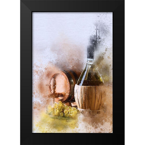 Wine and Grapes I Black Modern Wood Framed Art Print by Bolokofsky, Ronald