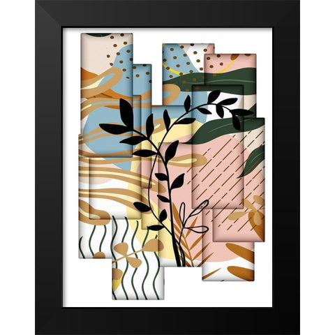 Abstract Collage 333 Black Modern Wood Framed Art Print by Bolokofsky, Ronald