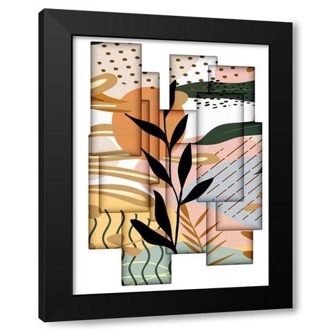 Abstract Collage 334 Black Modern Wood Framed Art Print with Double Matting by Bolokofsky, Ronald