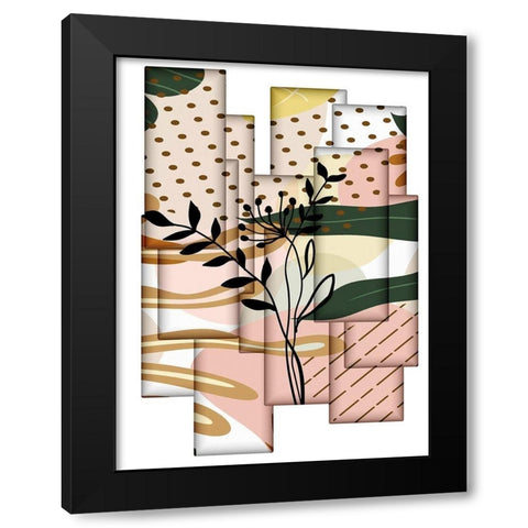Abstract Collage 335 Black Modern Wood Framed Art Print with Double Matting by Bolokofsky, Ronald